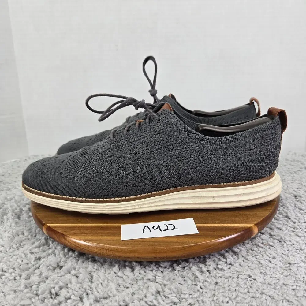 Cole Haan Mens 12M Origianl Grand Gray Stitchlite Wingtip Business Casual Oxford